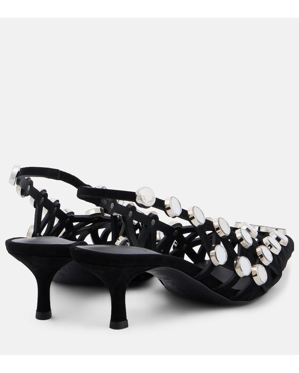 The Attico Black Embellished Leather Mules