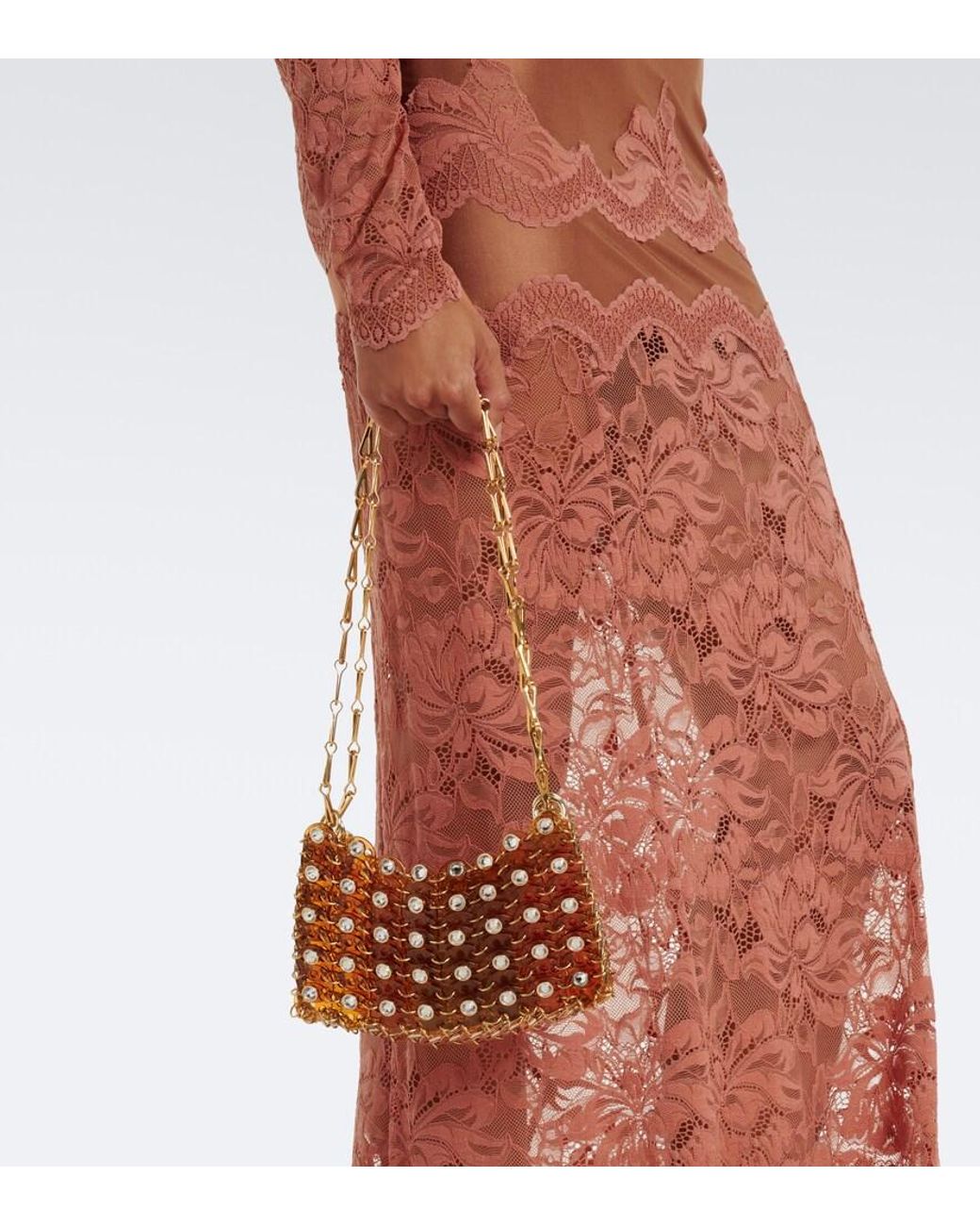 Rabanne White 1969 Nano Embellished Shoulder Bag