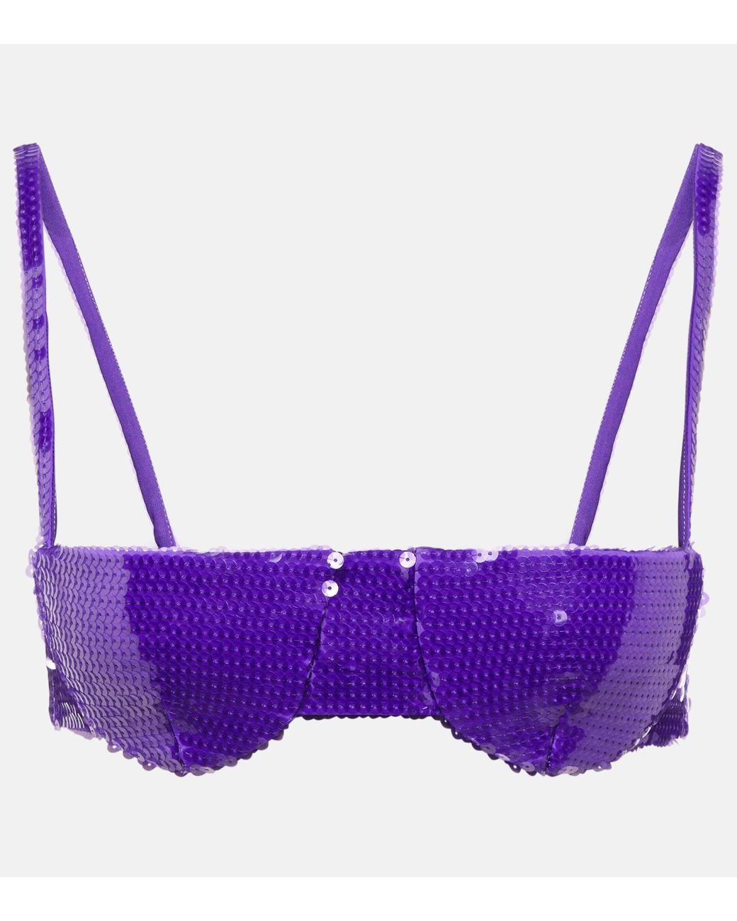 LAQUAN SMITH Sequined Bra Top in Purple
