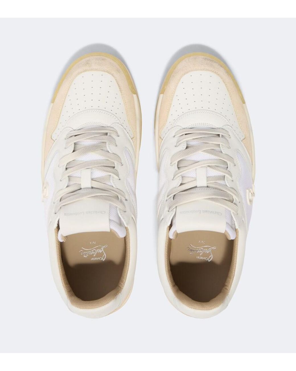 Christian Louboutin White Bsktball 1 Retro Suede And Leather Sneakers for men