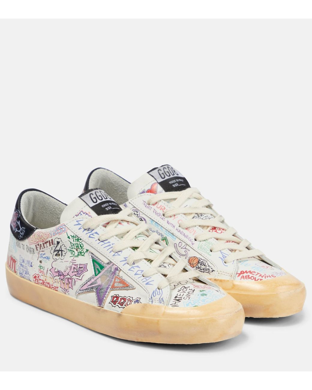 Golden Goose Super-star Penstar Leather Sneakers in White | Lyst