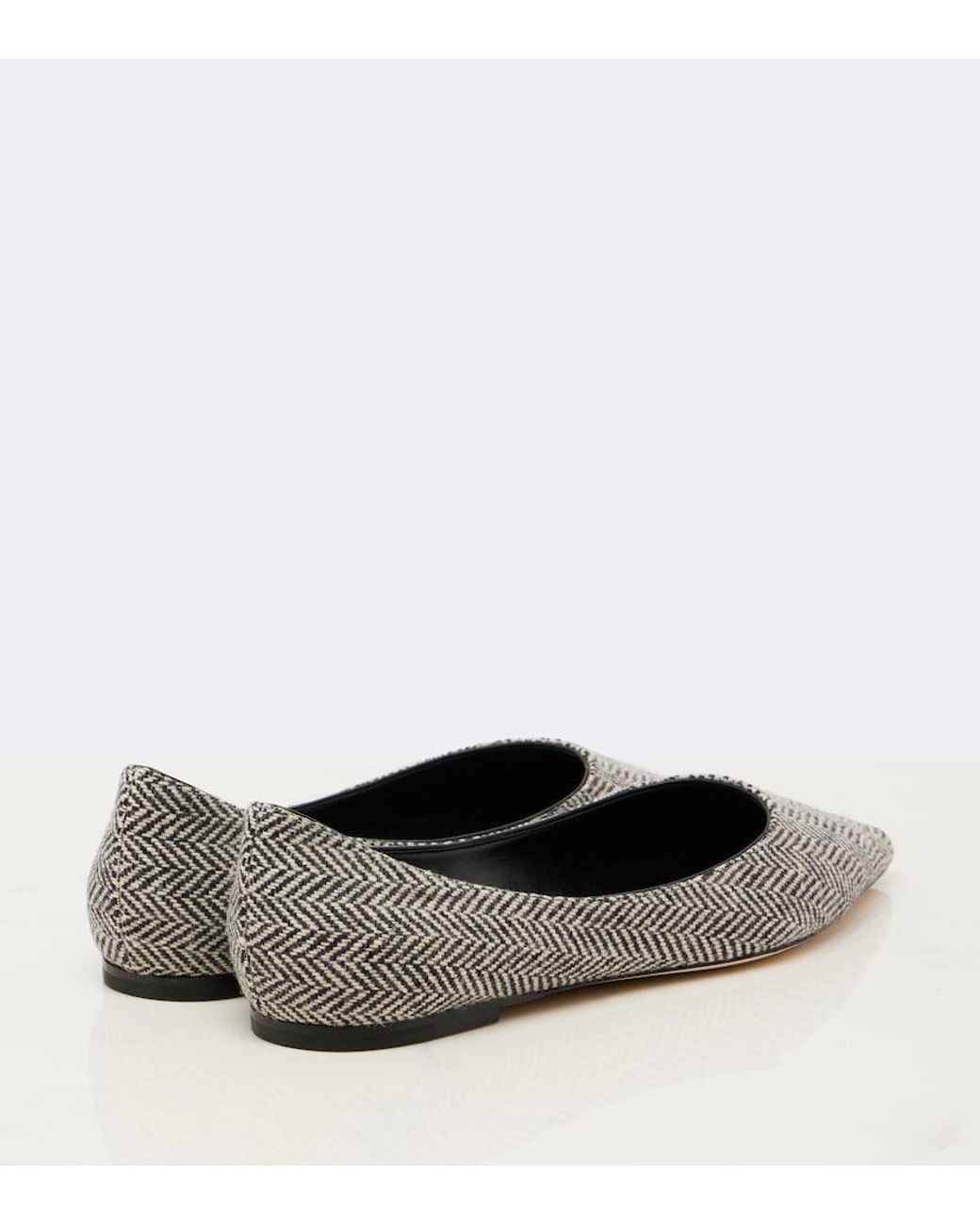 Jimmy Choo Gray Love Herringbone Ballet Flats