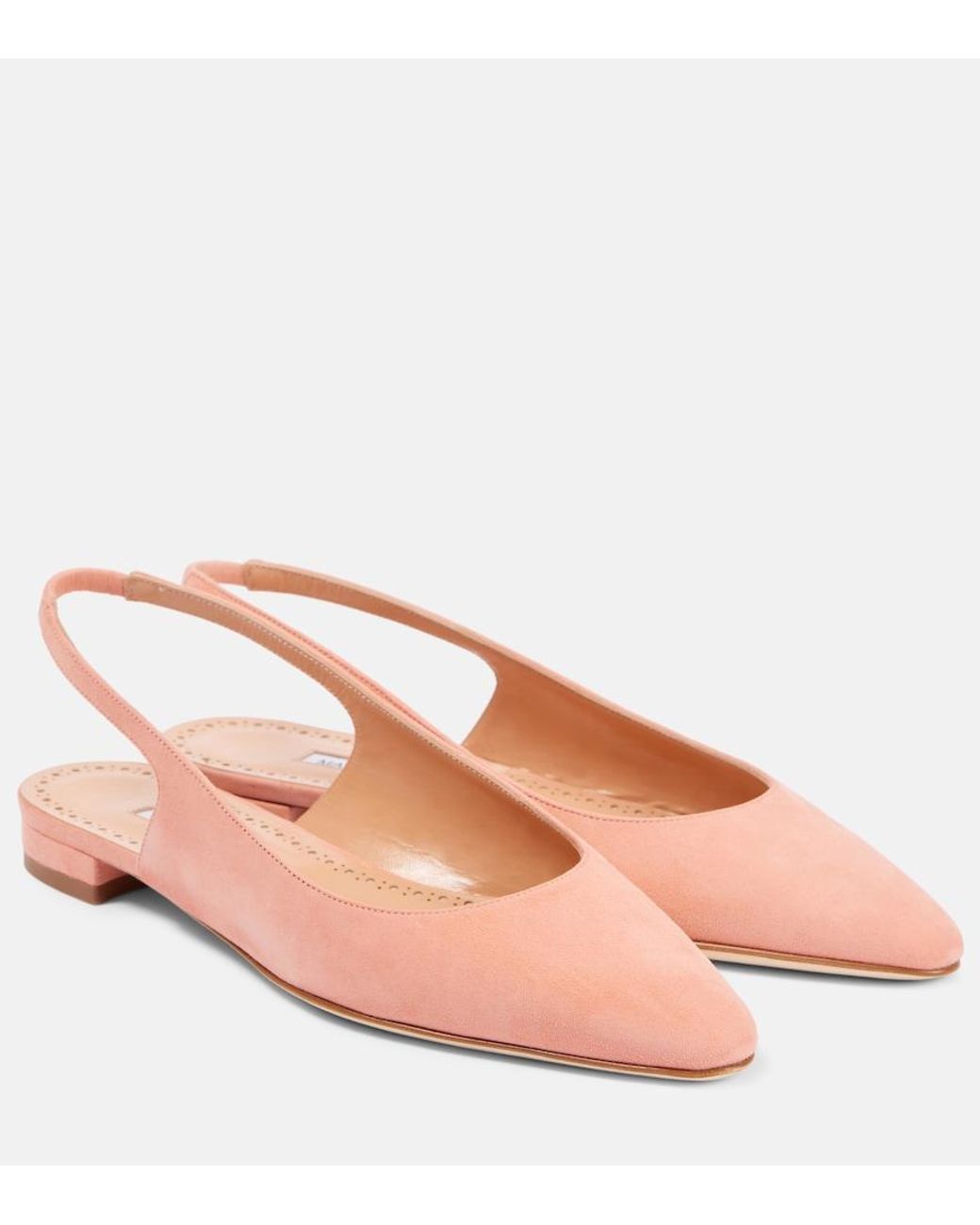 Manolo Blahnik Pink Sawra 10 Suede Slingback Flats