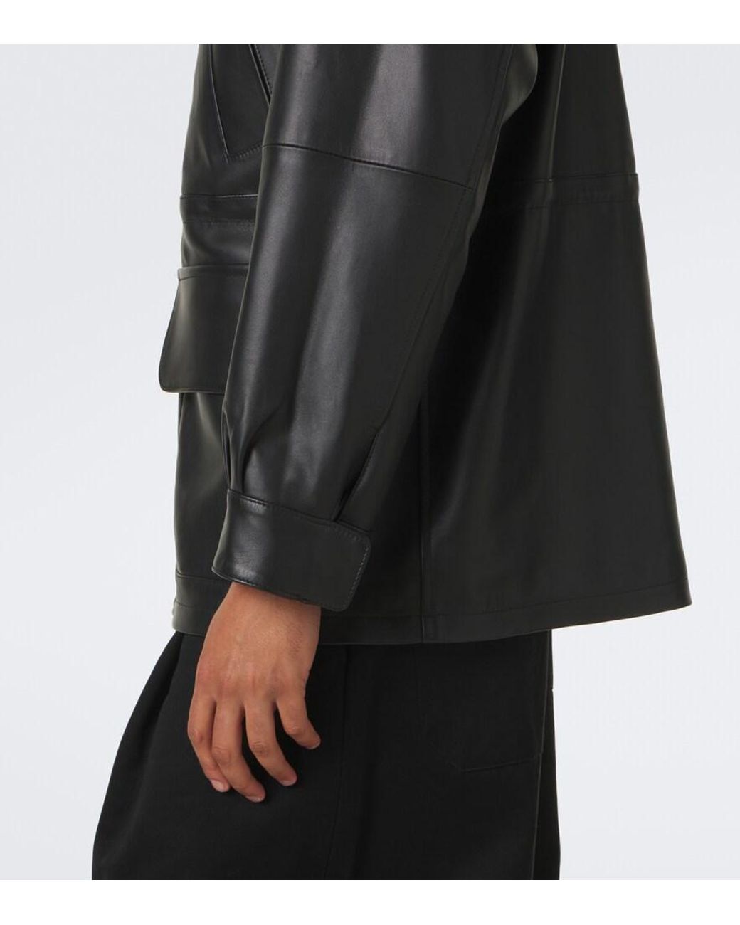 STÒFFA Black Leather Jacket for men