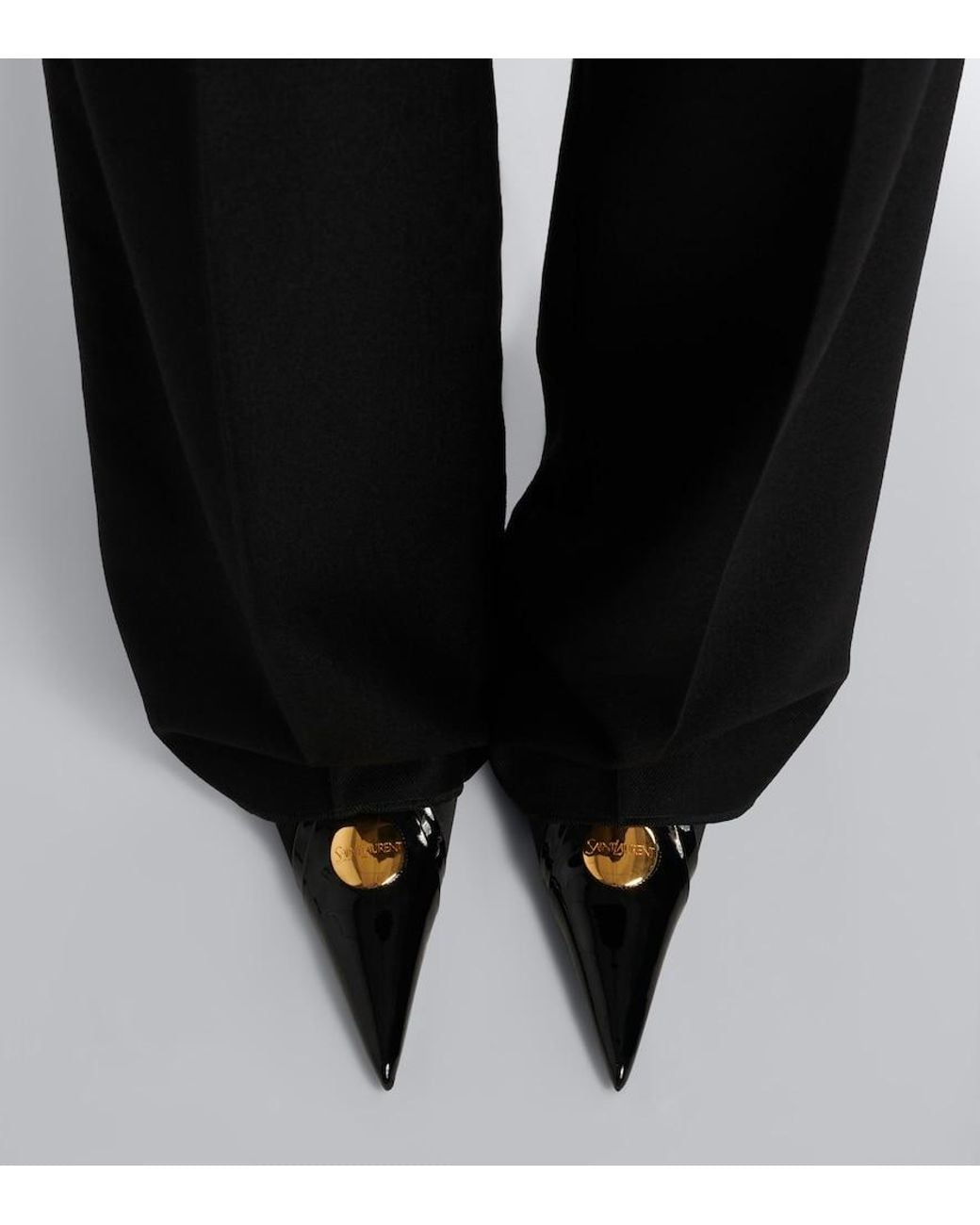 Saint Laurent Black Louis Satin Slingback Pumps