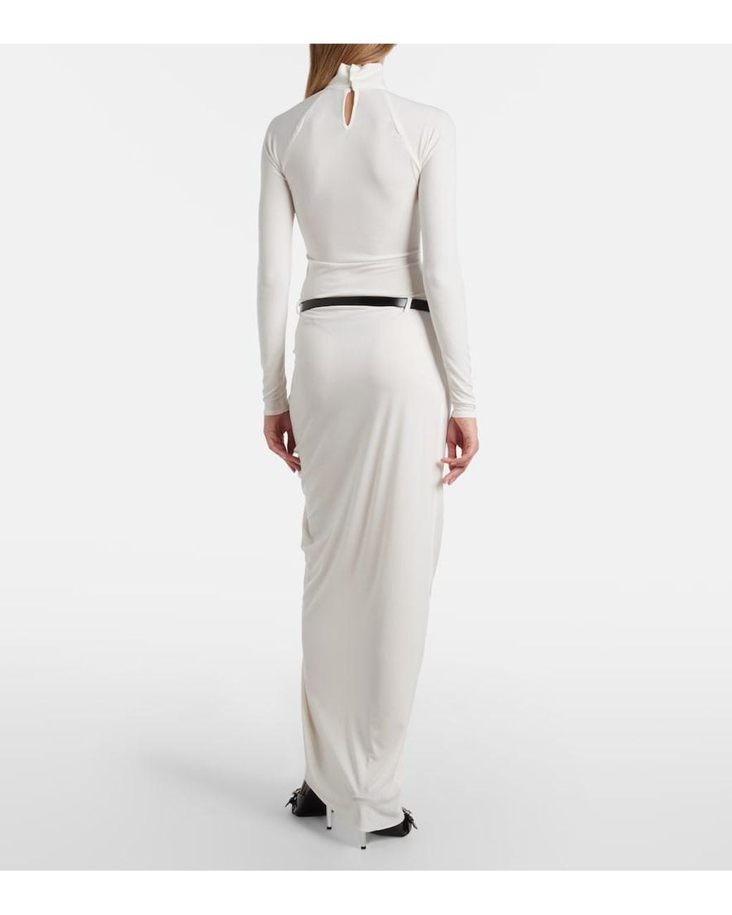 Coperni White Belted Draped Gown