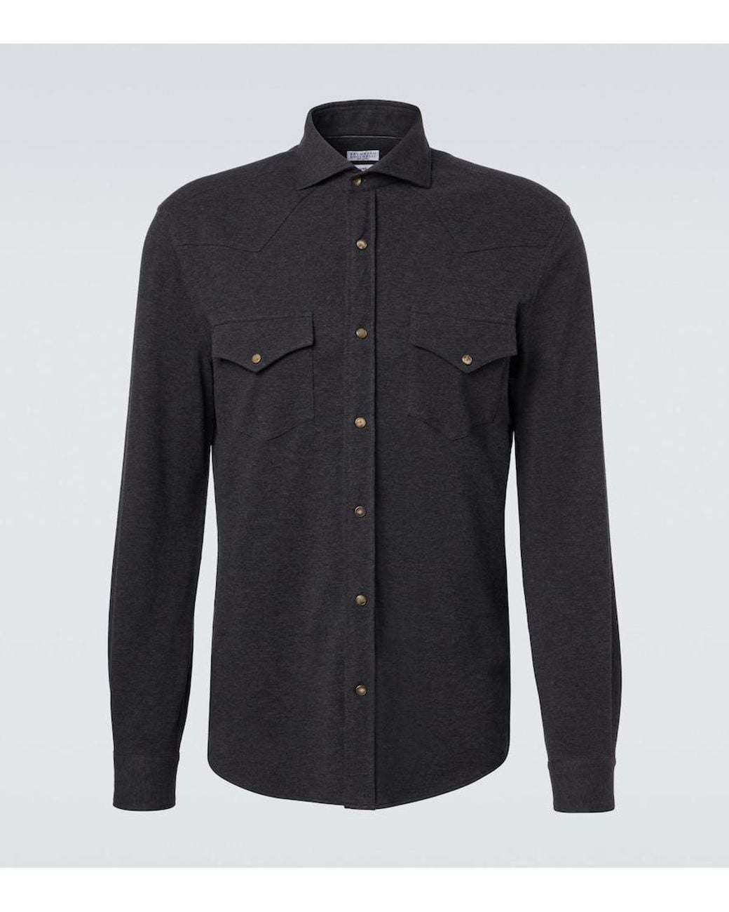 Brunello Cucinelli Blue Cotton Overshirt for men