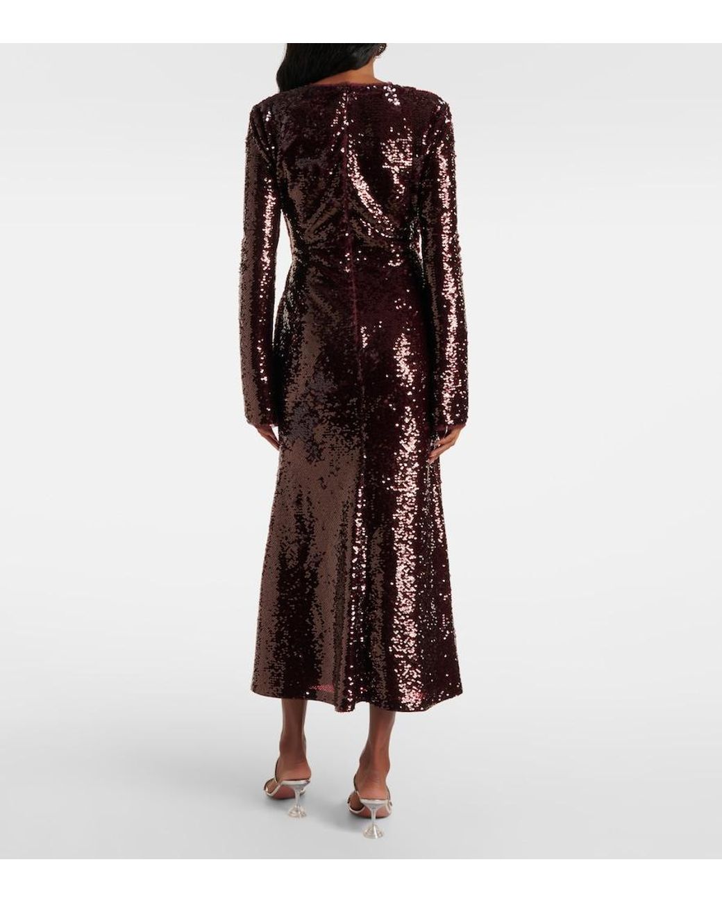 Self-Portrait Purple Sequined Cutout Midi Dress