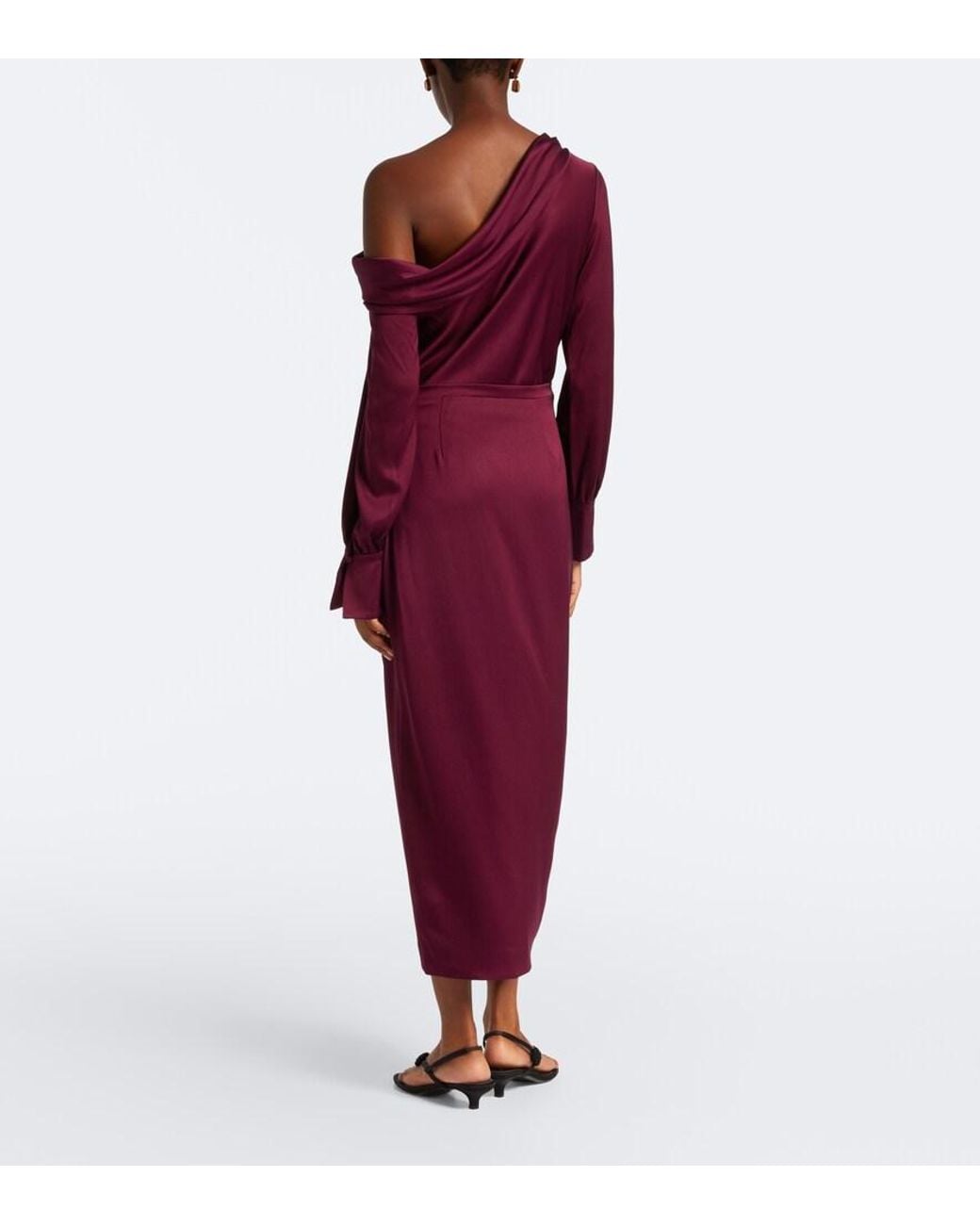 Jonathan Simkhai Purple Camila Draped Satin Midi Dress