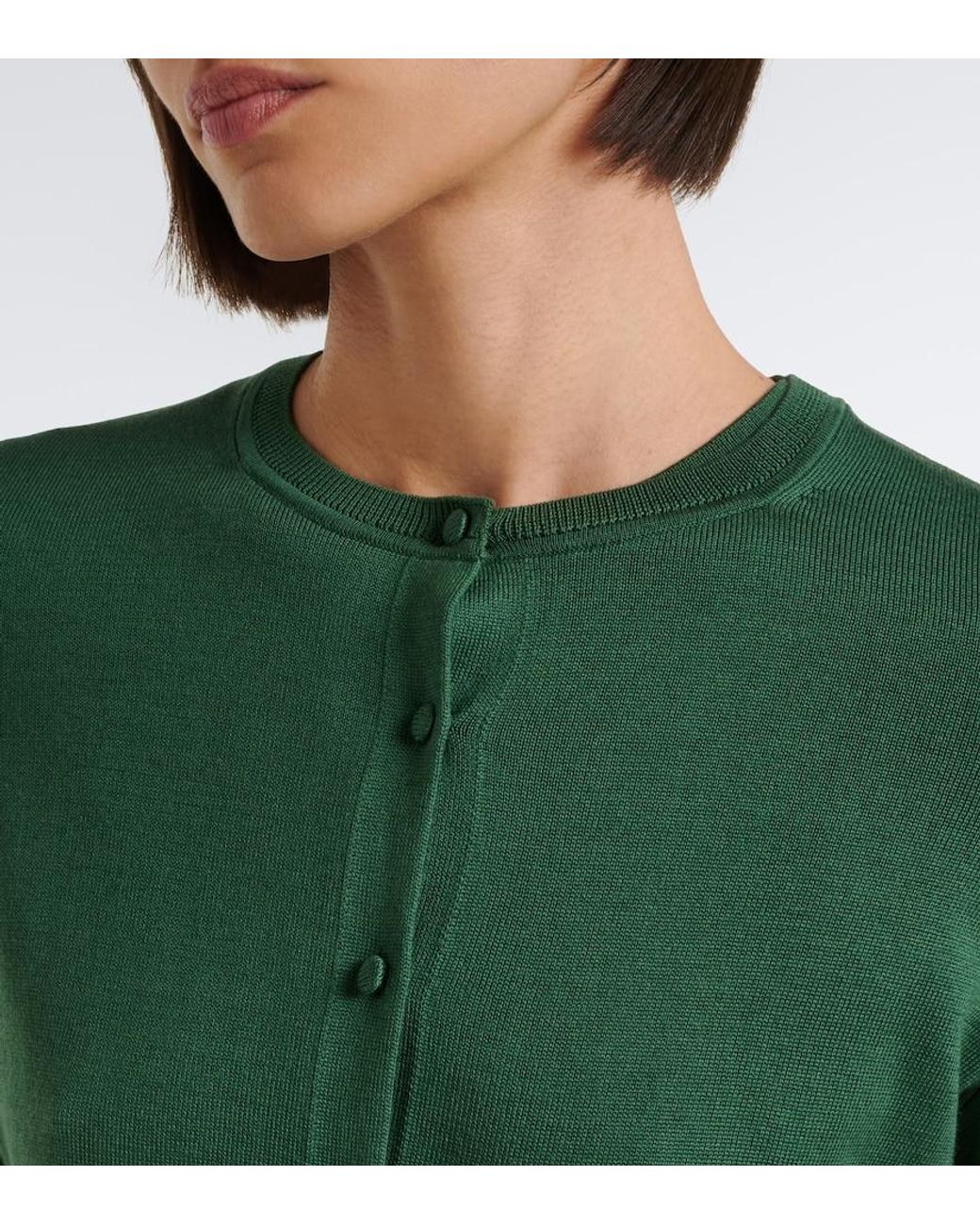 Carolina Herrera Green Silk And Cotton Cardigan