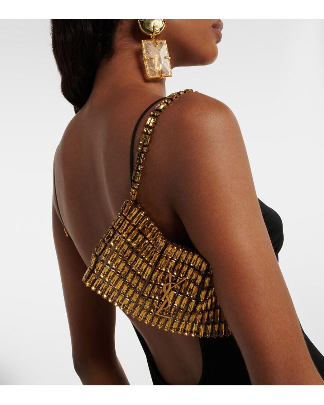 Saint Laurent Metallic Evening Embellished Shoulder Bag