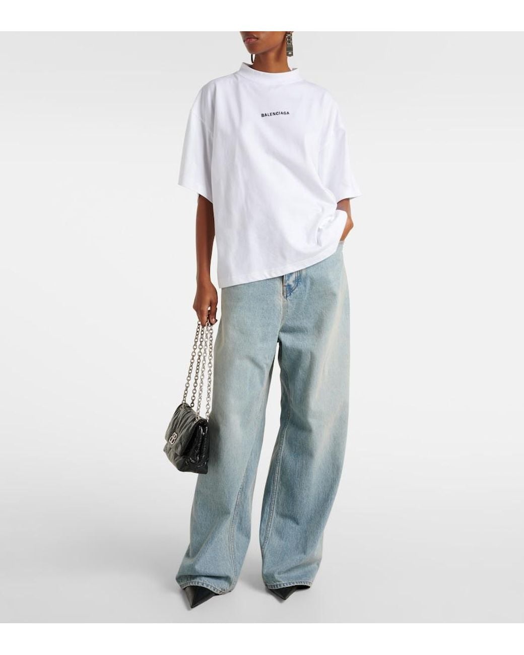 Balenciaga White Logo Crop T-Shirt –