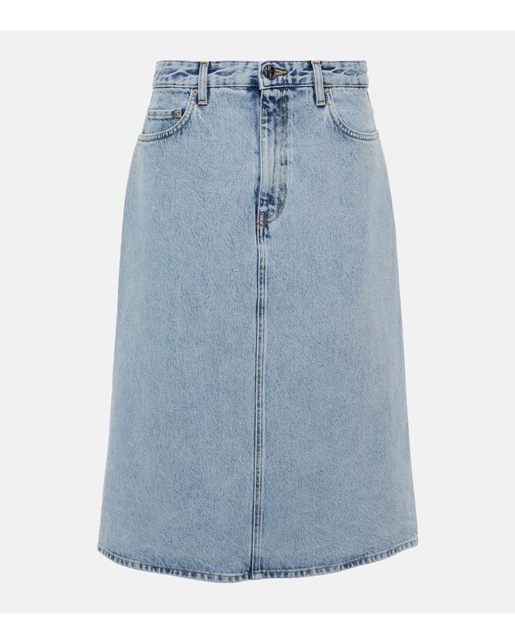 Totême Blue Organi Cotton Denim Midi Skirt
