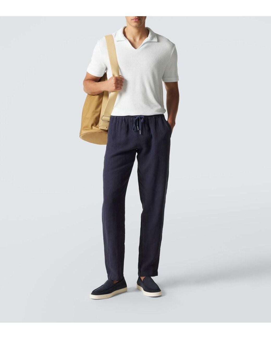 Thom Sweeney White Cotton Terry Polo Shirt for men
