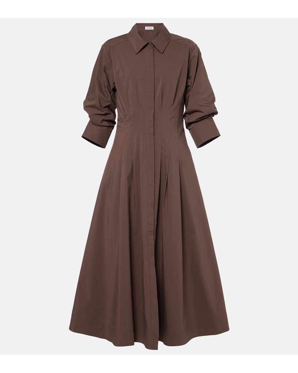Jonathan Simkhai Brown Pintuck Cotton-Blend Midi Dress