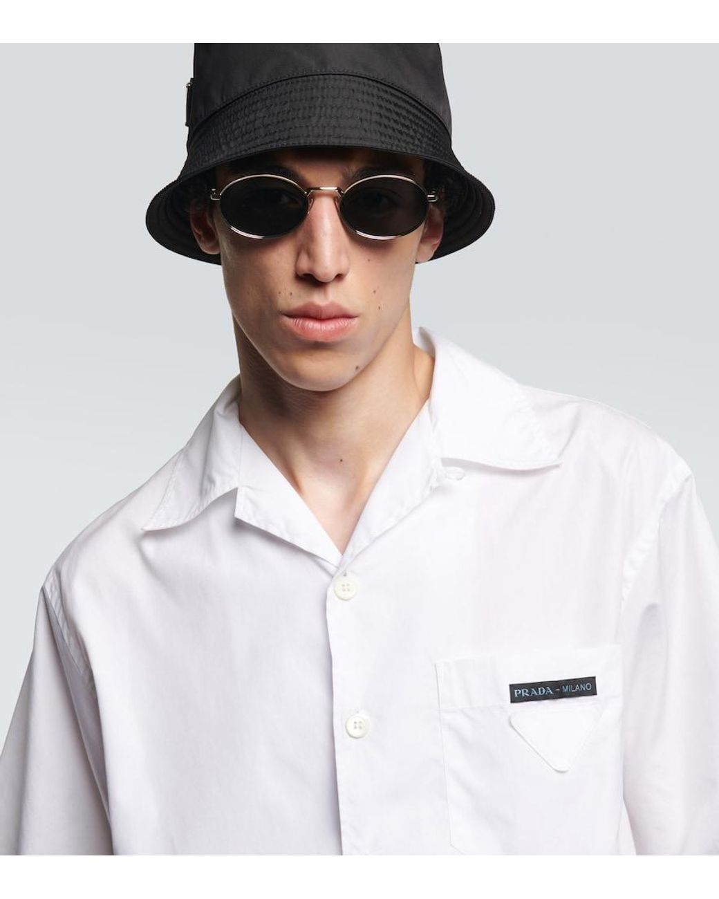 Prada Blue Logo Oval Sunglasses for men