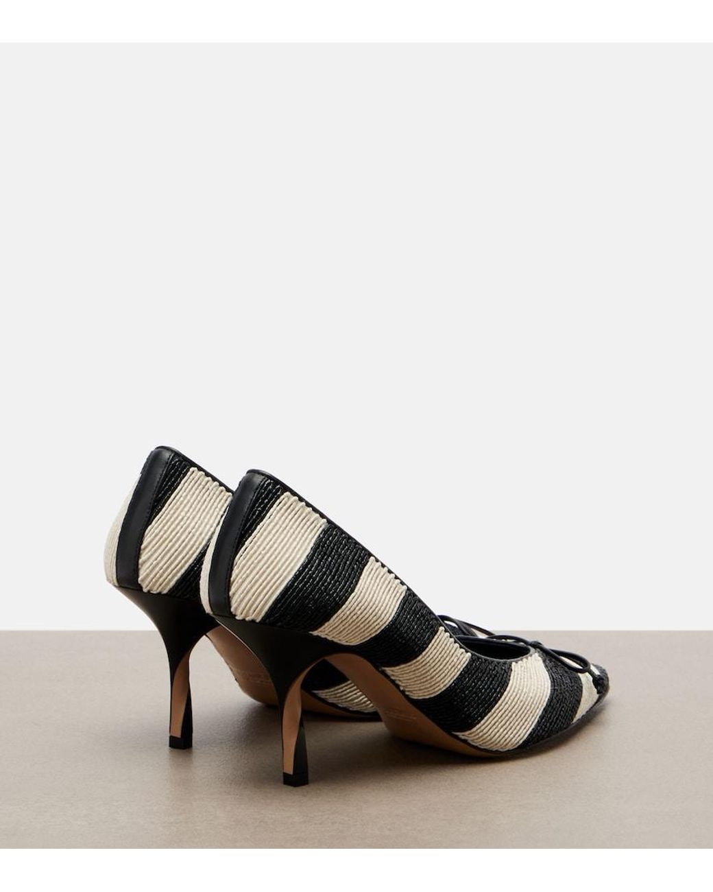 Jacquemus Black Tourni Striped Raffia-Effect Pumps