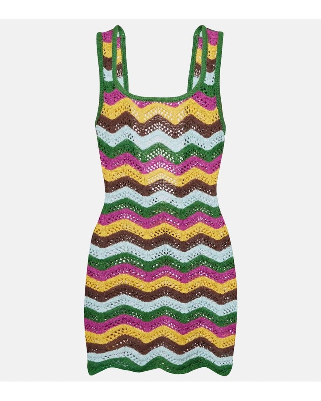 Bananhot Green Lindsay Striped Crochet Minidress