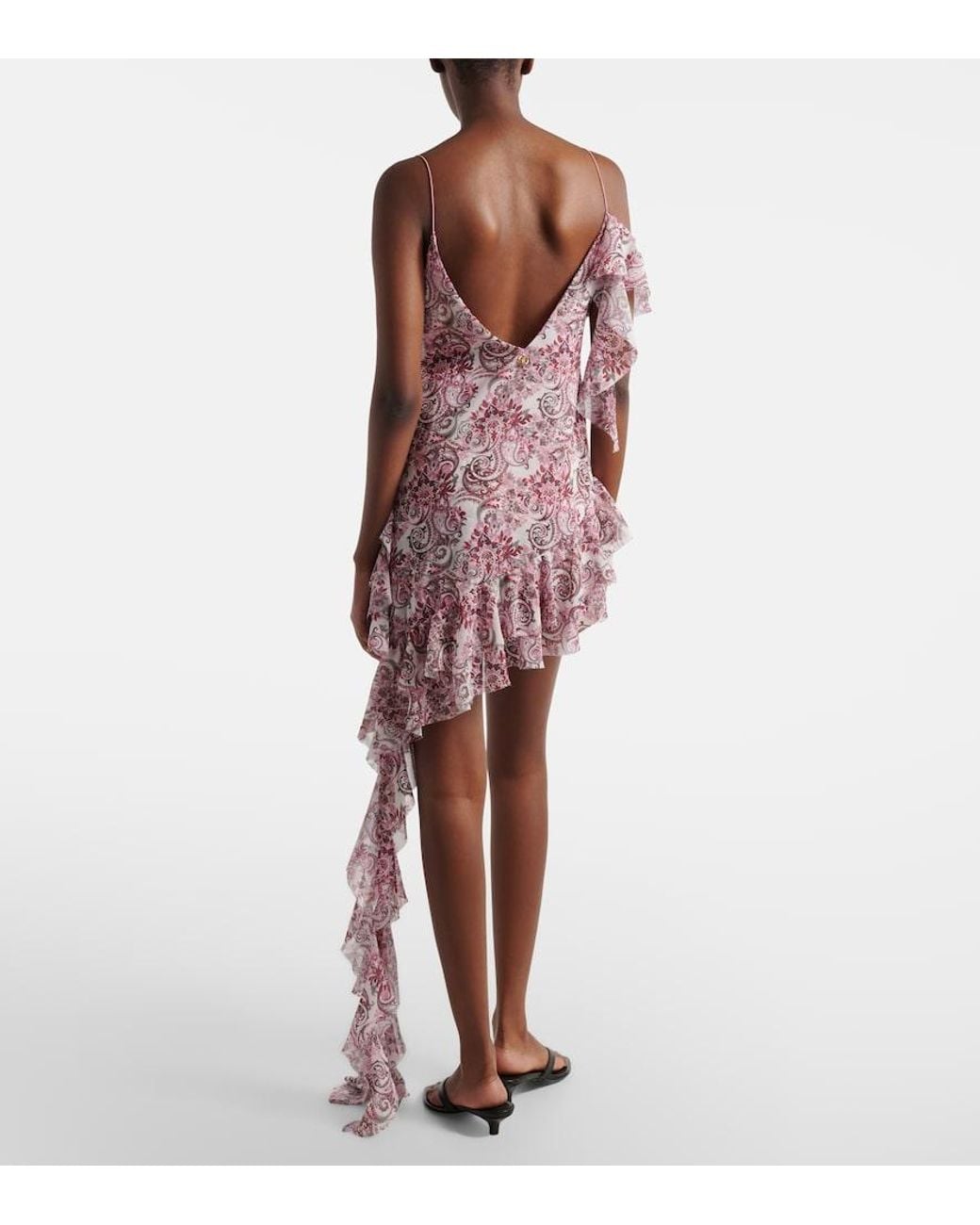 Bananhot Pink Zoe Floral Ruffled Asymmetric Minidress