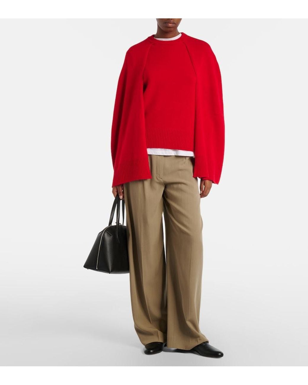Totême Red Cashmere Poncho