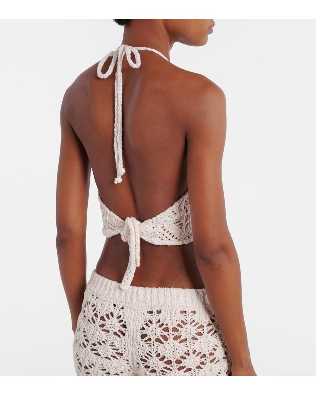 Alanui White Lagoon Romance Cotton-Blend Crochet Crop Top