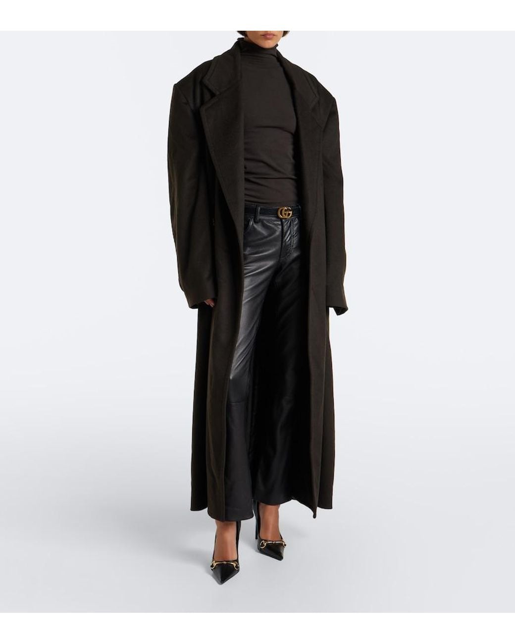 Gucci Black Double-Breasted Oversized Cashmere Coat