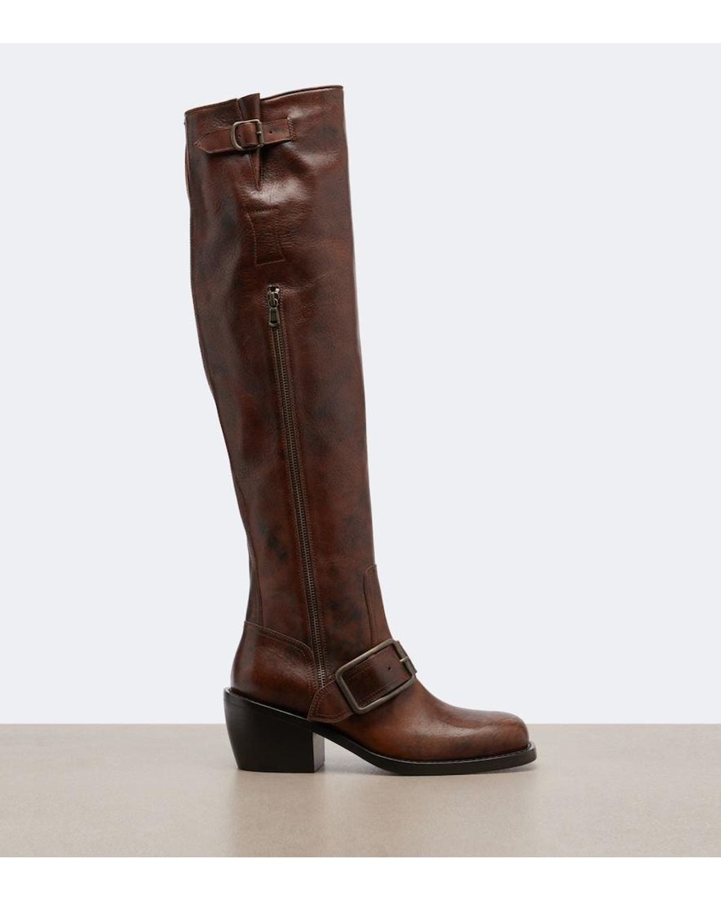 Dries Van Noten Brown Leather Over-The-Knee Boots