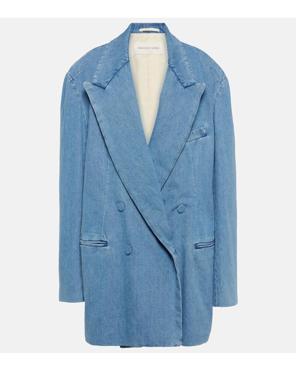 Dries Van Noten Blue Oversized Denim Blazer