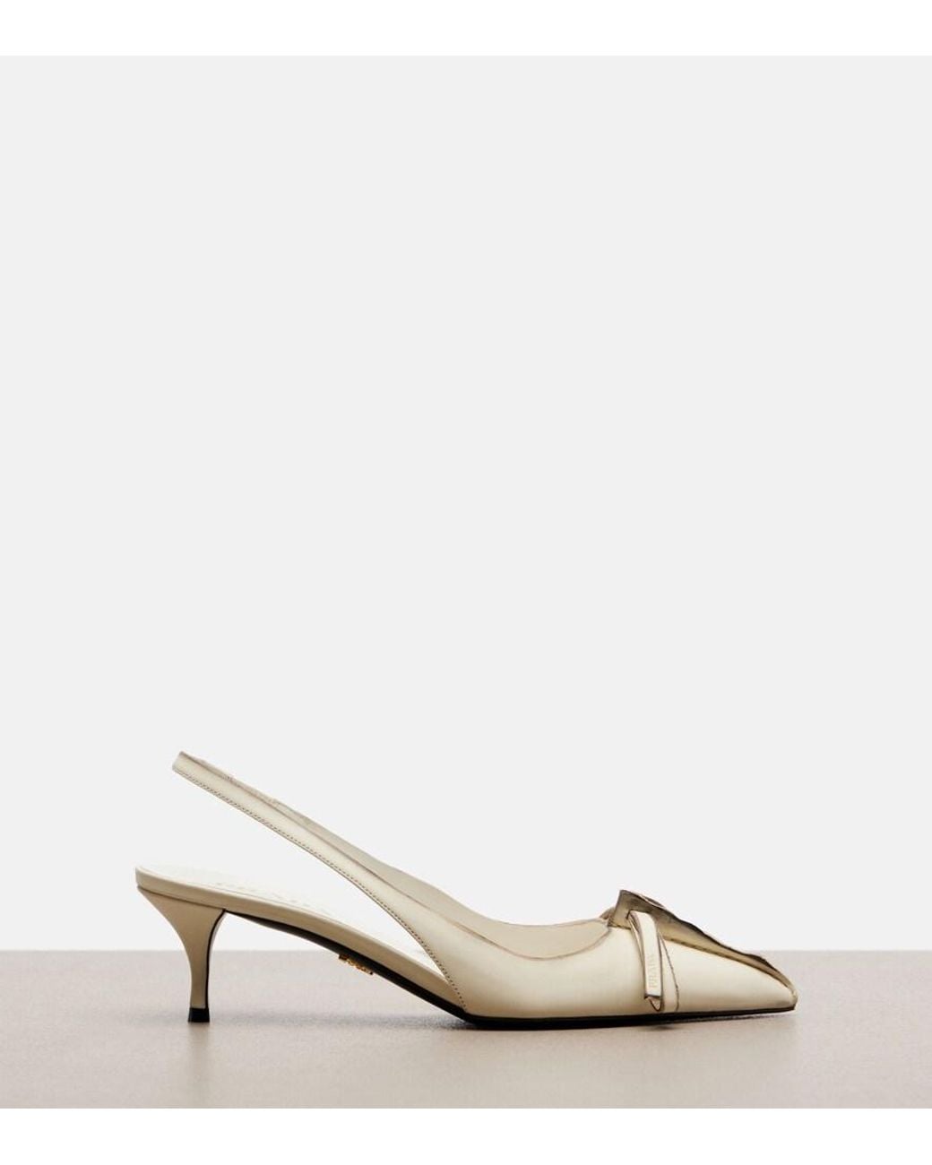 Prada Natural Leather Slingback Pumps