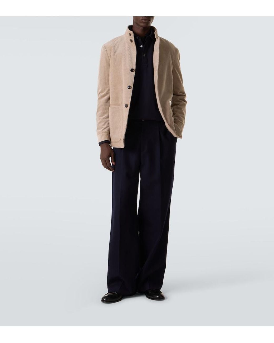 Zegna Blue Cotton Pique Polo Sweater for men