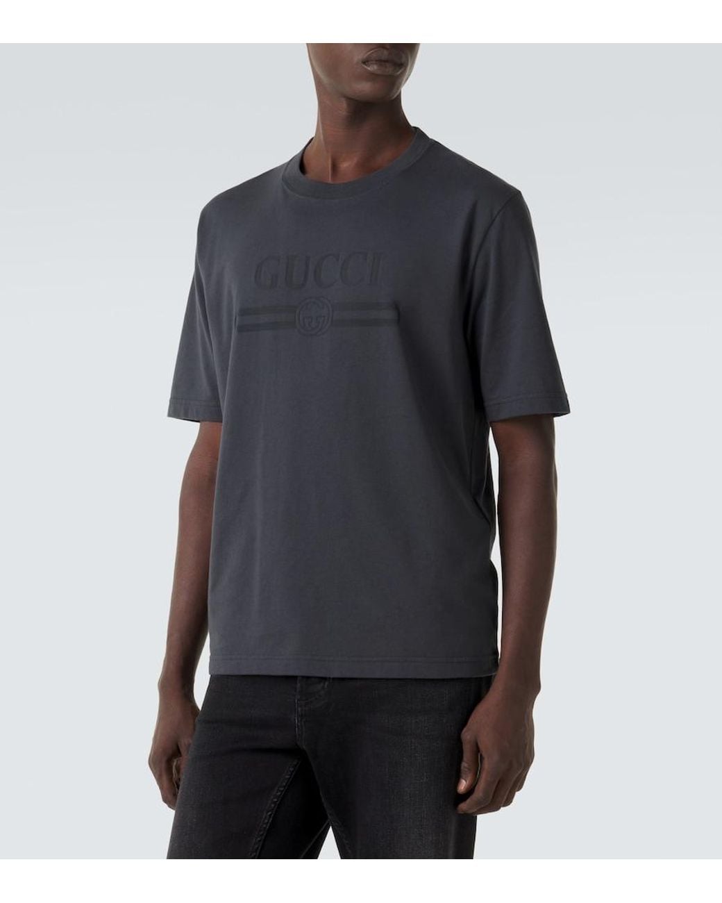 Gucci Black Logo Cotton-Blend Jersey T-Shirt for men