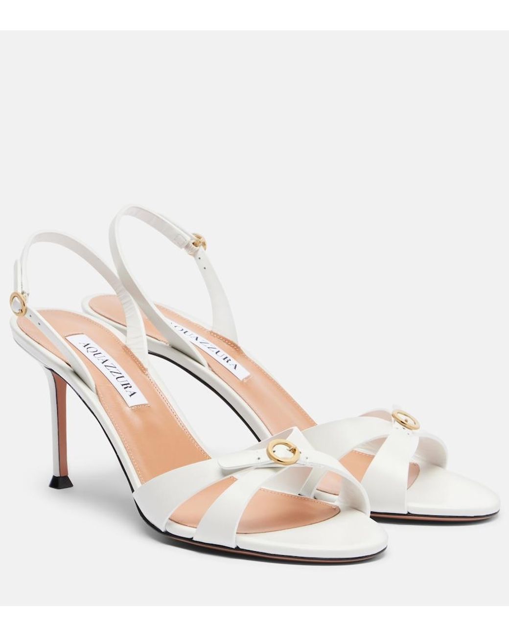 Aquazzura White Iza Leather Slingback Sandals