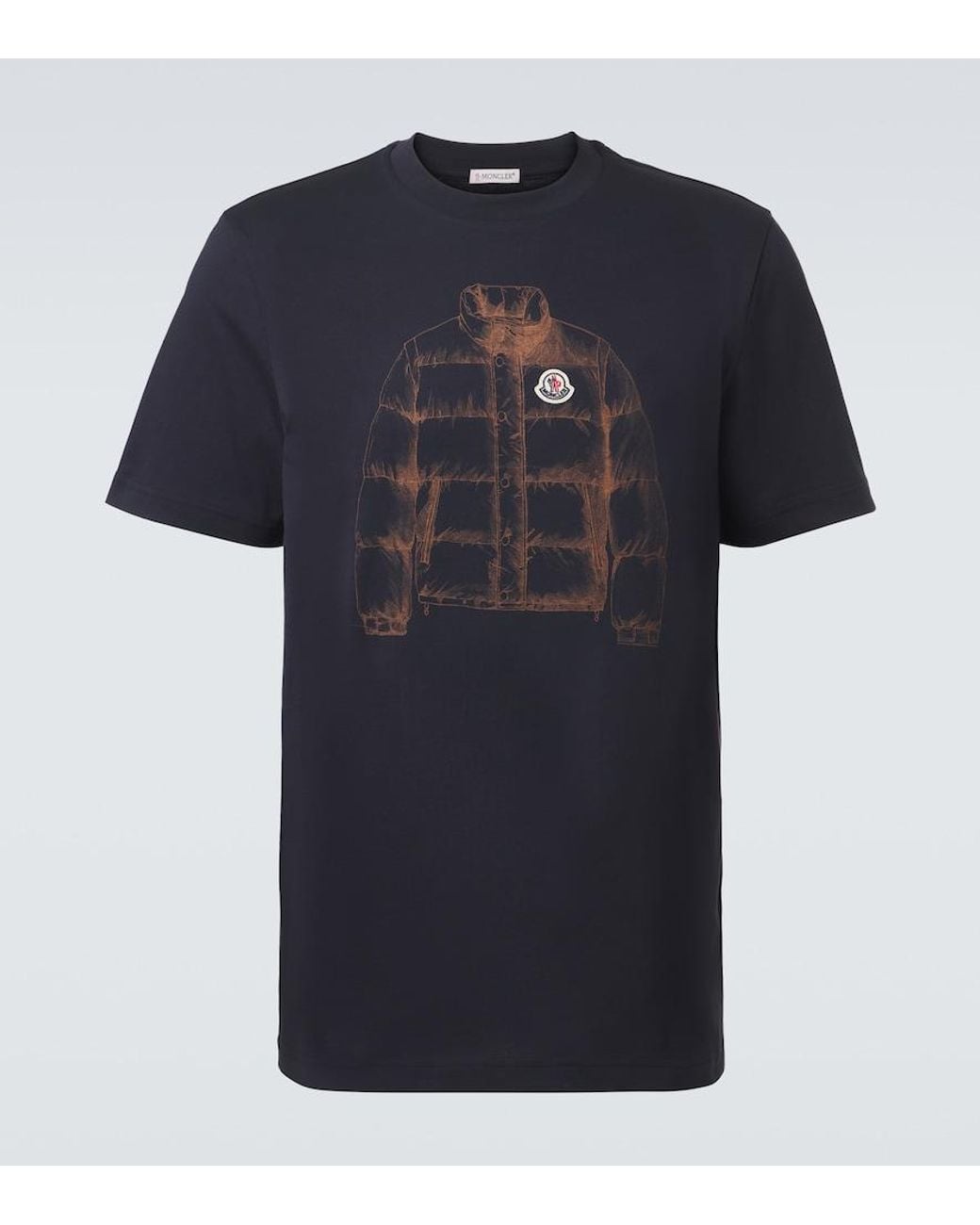 Moncler Blue Printed Cotton Jersey T-Shirt for men