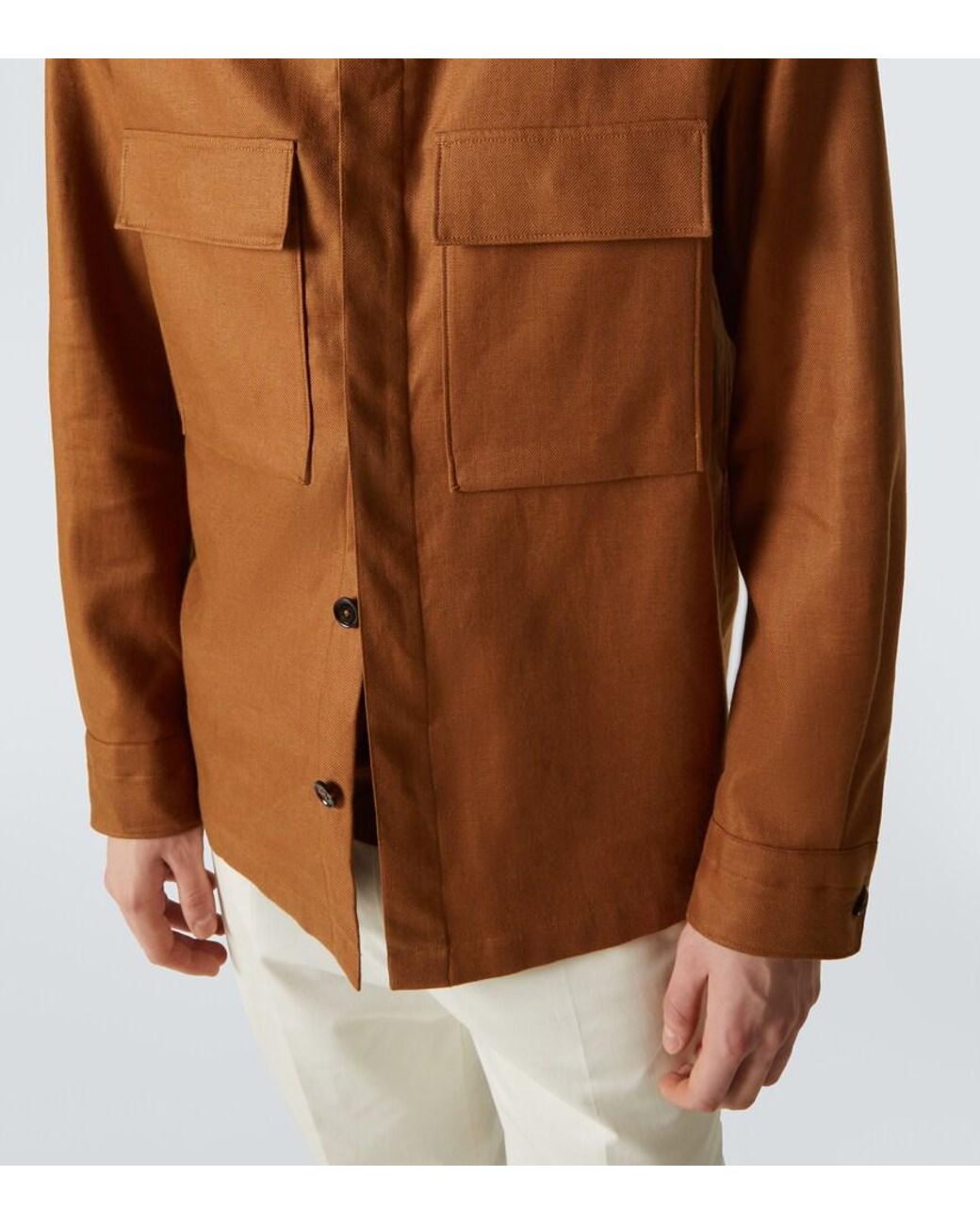 Zegna Brown Linen Shirt for men