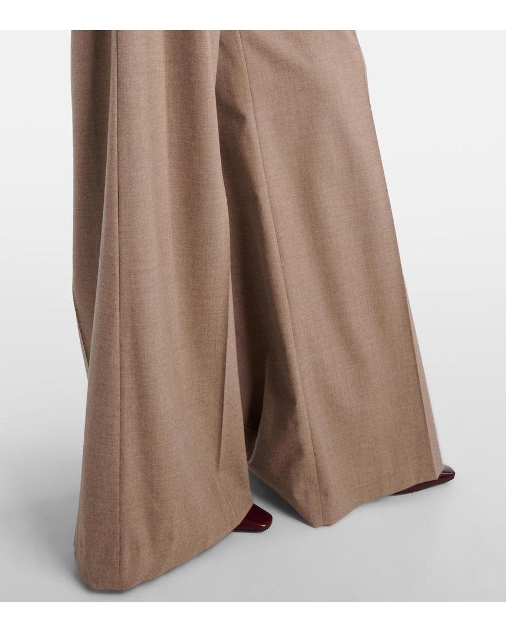 Max Mara Brown Cashmere-Blend Wide-Leg Pants