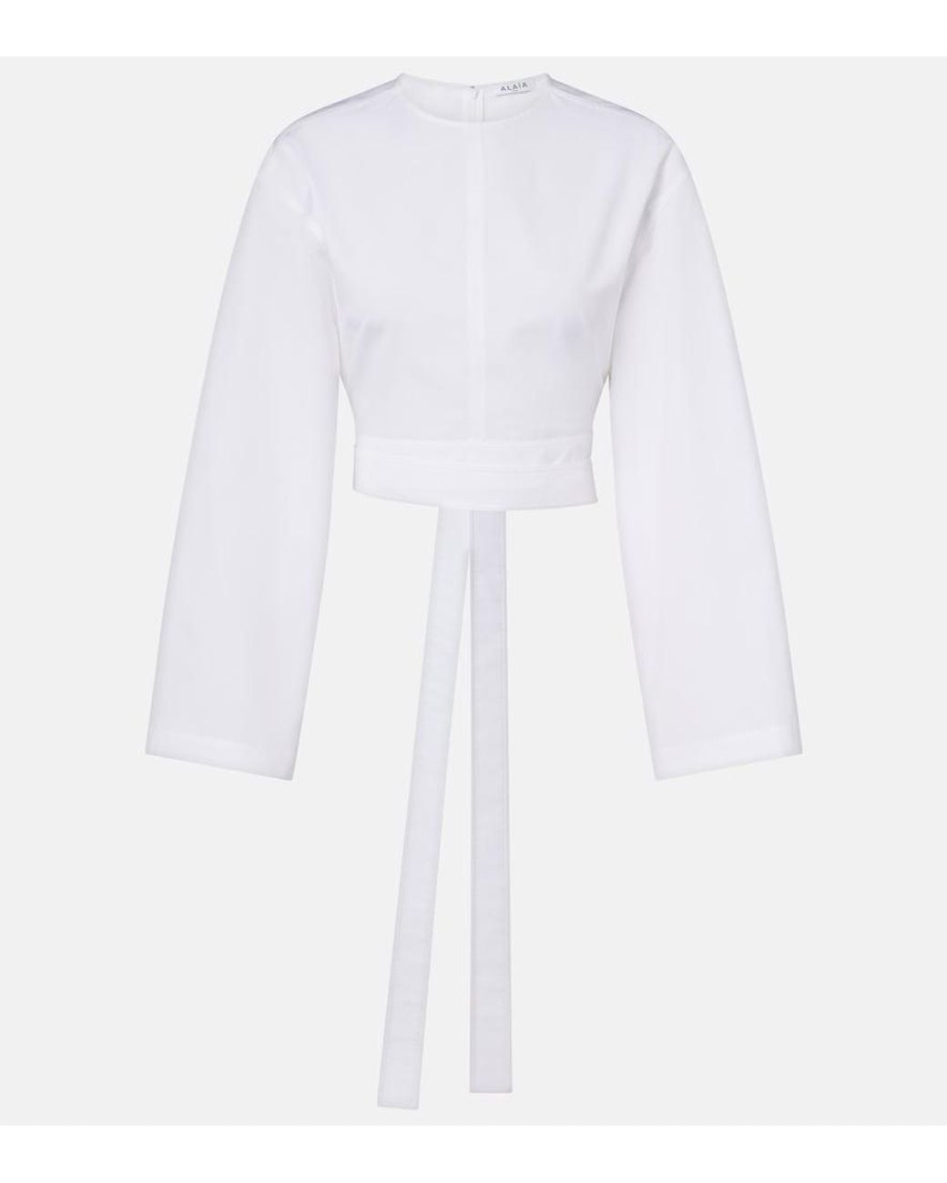 Alaïa White Cotton Poplin Crop Top