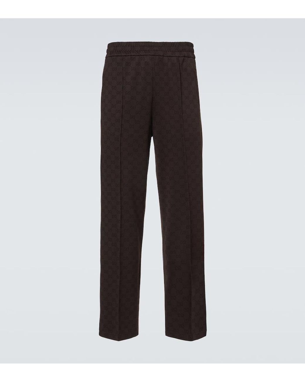 Gucci Brown Gg Jacquard Track Pants for men