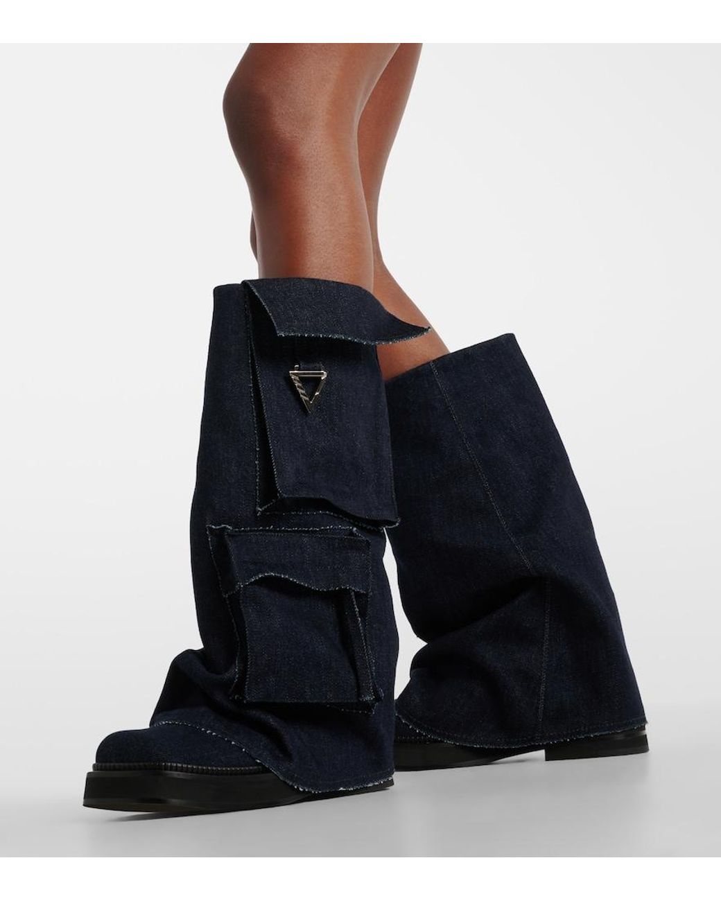 The Attico Blue Robin Denim Combat Boots