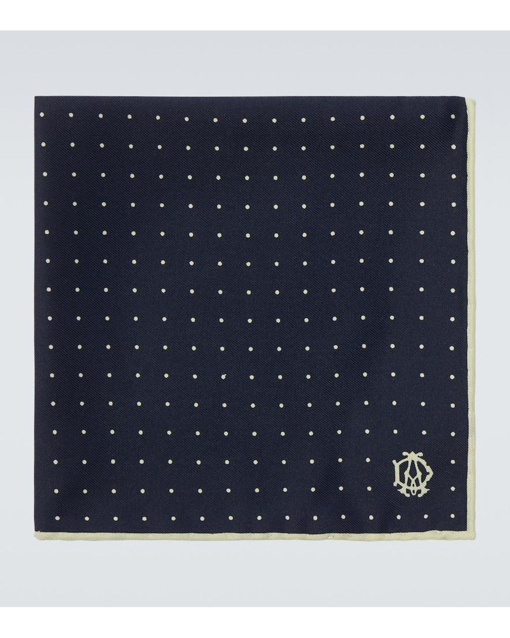 Dunhill Blue Polka-Dot Silk Pocket Square for men