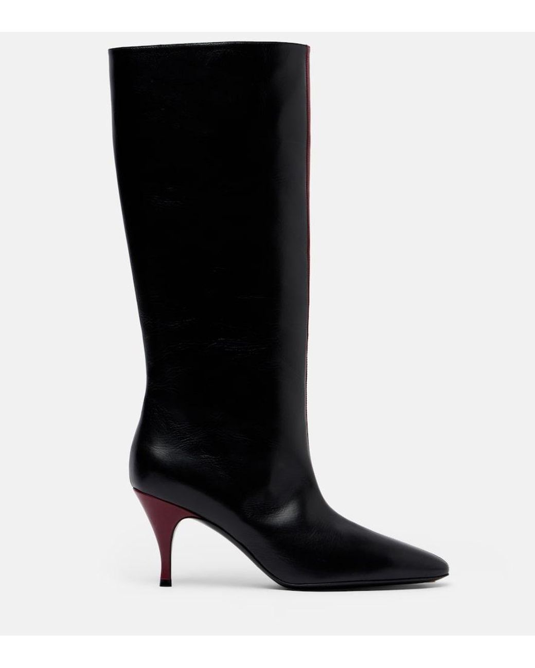 Herbert Levine Red Two Faced Leather Knee-High Boots