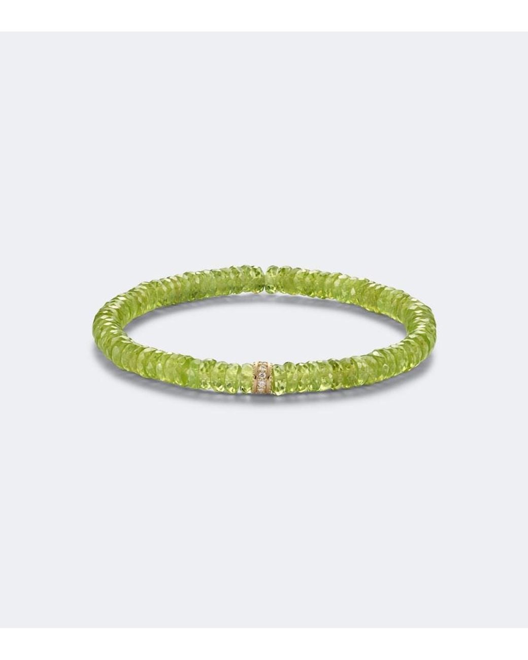 Sydney Evan Green 14Kt Beaded Bracelet With Peridot And Diamonds for men
