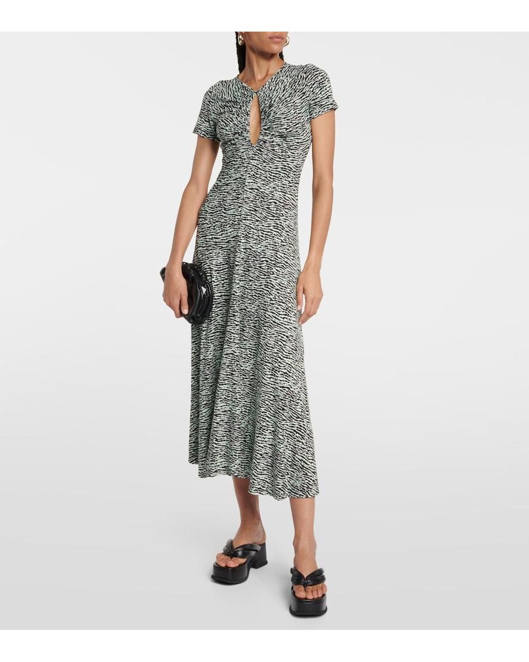 Proenza Schouler Gray Printed Keyhole Maxi Dress