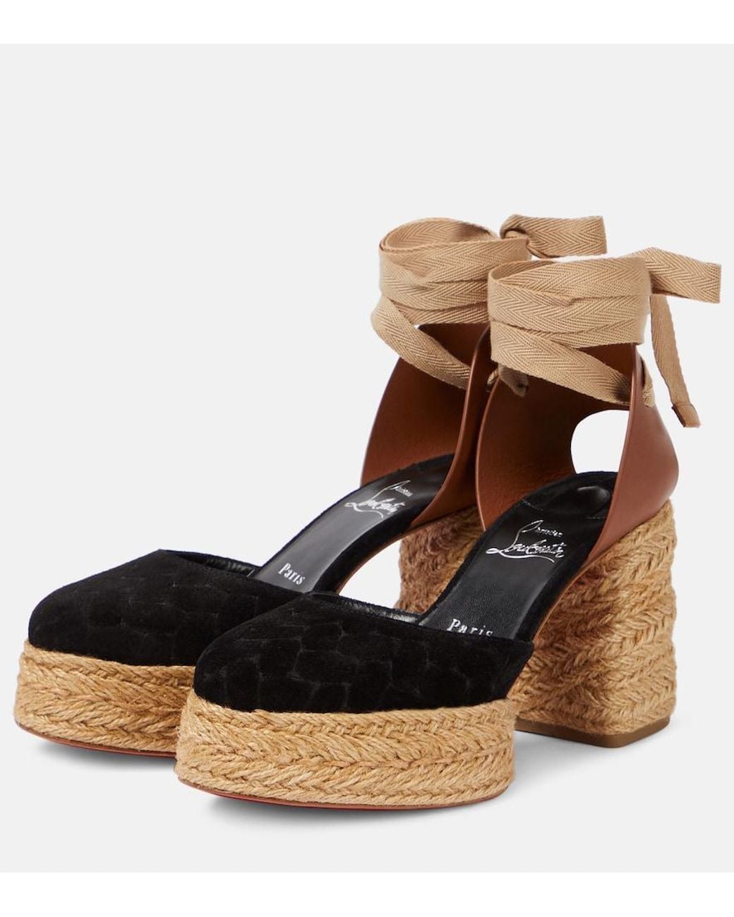 Christian Louboutin Brown Brigissima 70 Espadrille Sandals