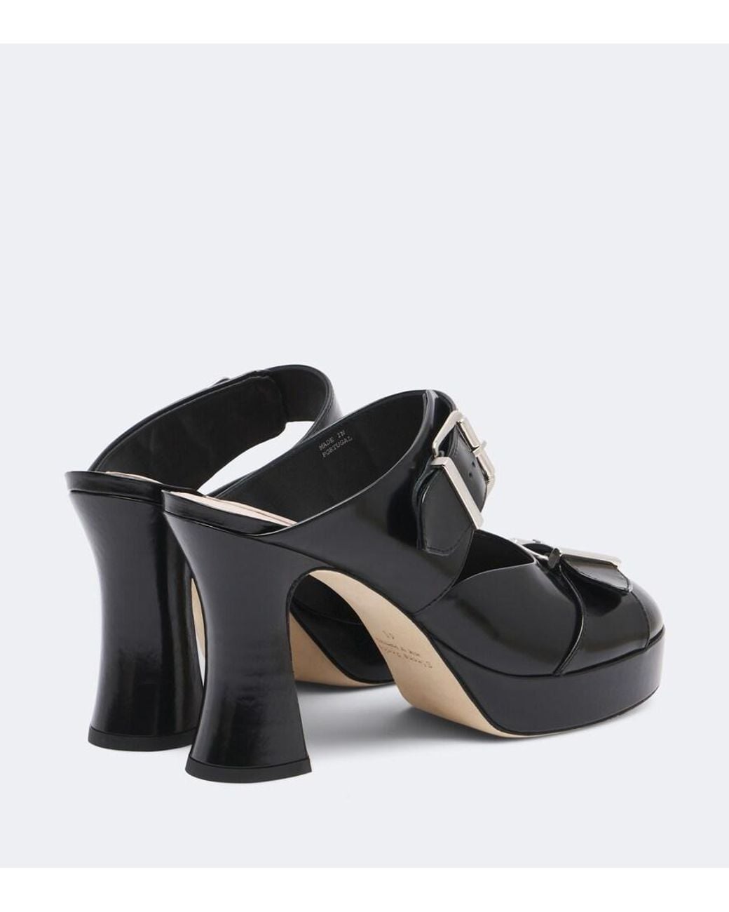 Simone Rocha Black Buckle Sculpt Leather Mules