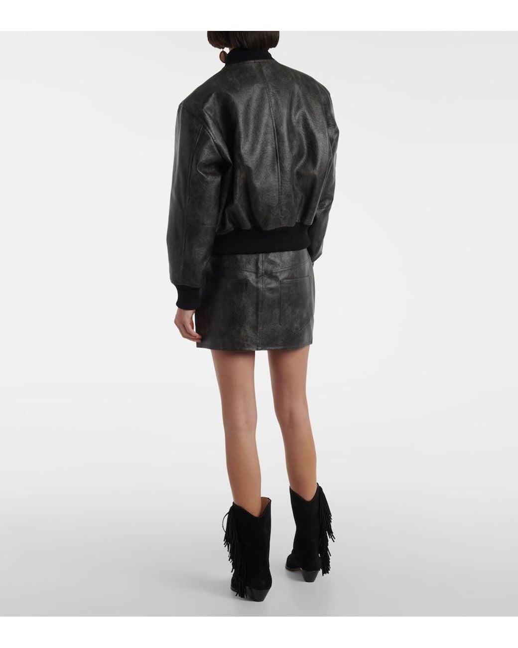 Isabel Marant Black Crisley Cropped Vintage Faux Leather Jacket