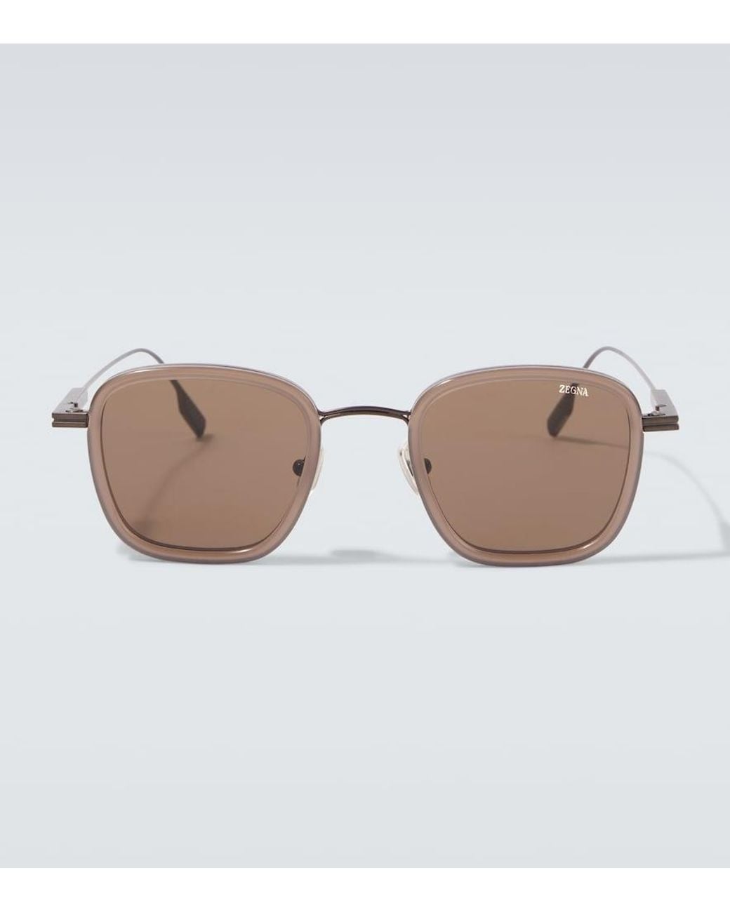 Zegna Brown Square Sunglasses for men