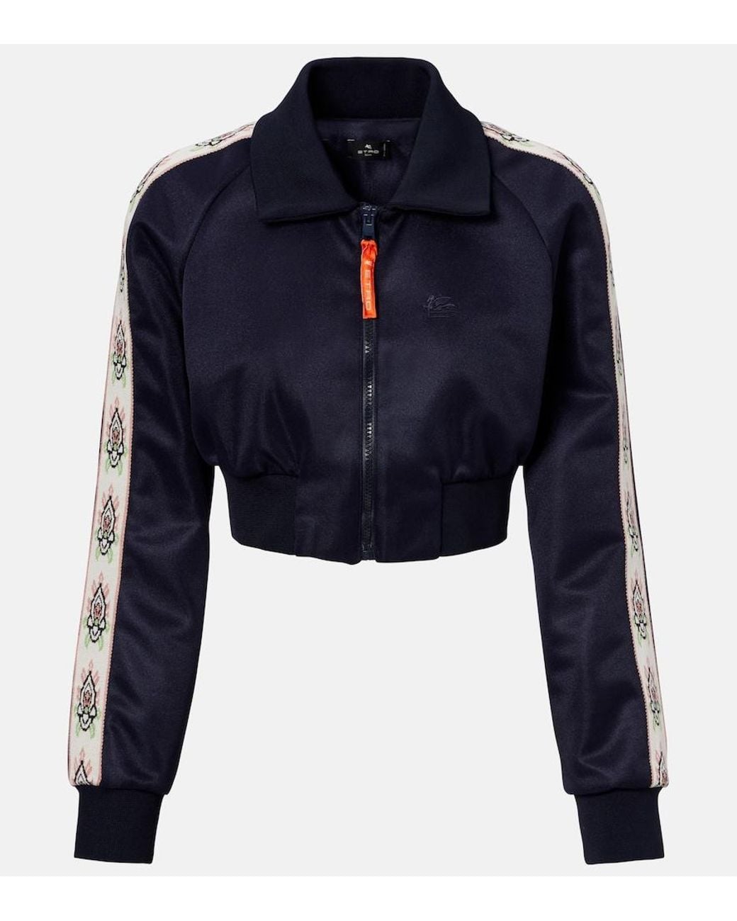 Etro Cropped Track Jacket in Blue | Lyst