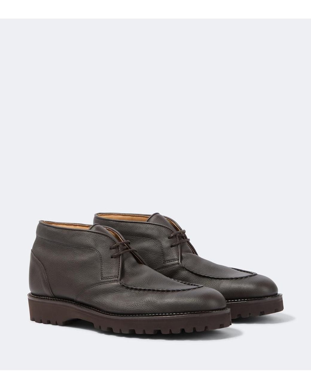 John Lobb Brown Leather Desert Boots for men