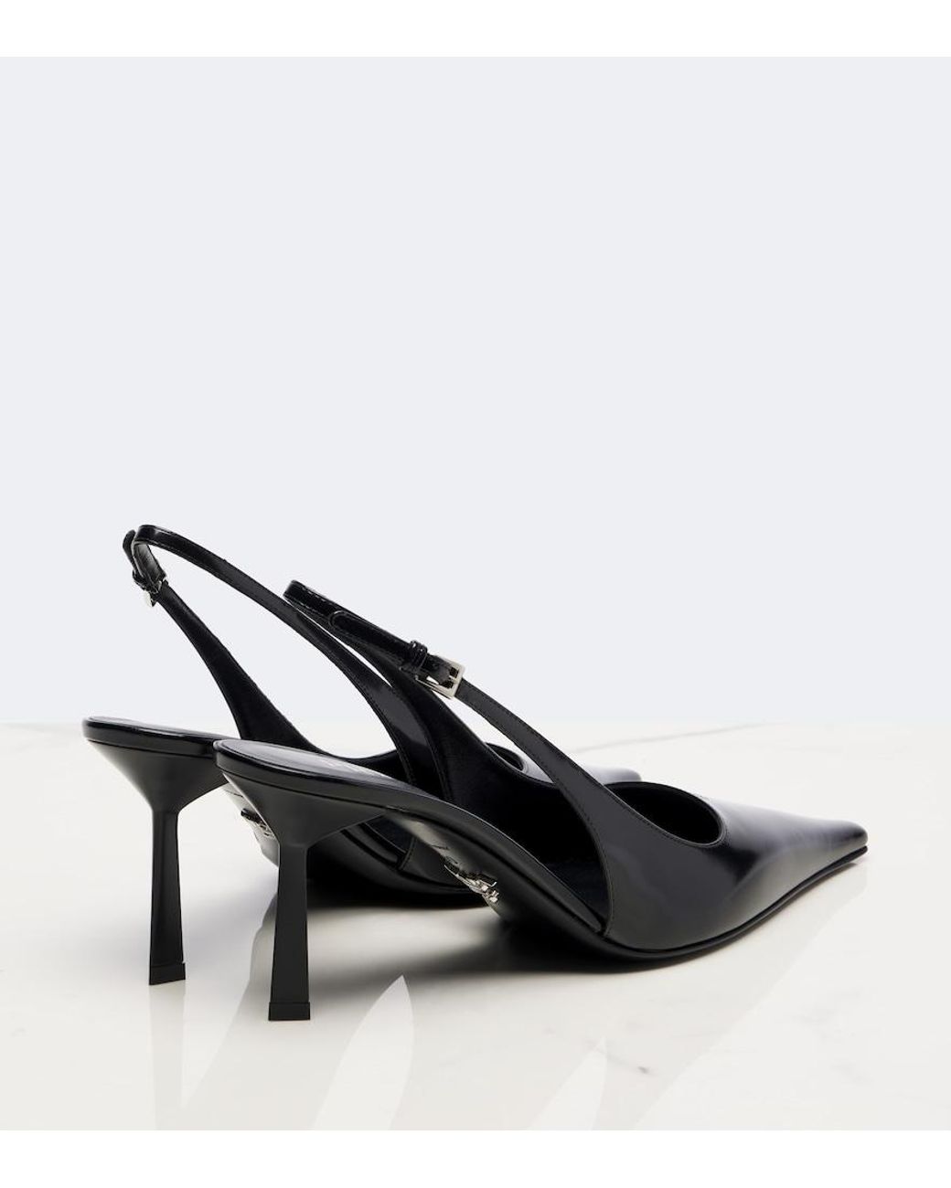 Prada Black Leather Slingback Pumps
