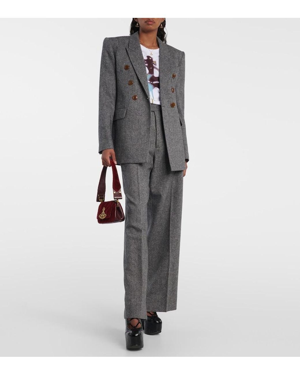 Vivienne Westwood Gray Wool-Blend Double Breasted Blazer